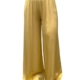 Lässige gelbe Viskose-Hose mit weitem Bein, Taschen und Gummizug