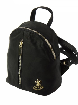 Rucksack Backpack aus Leder - Schwarz -