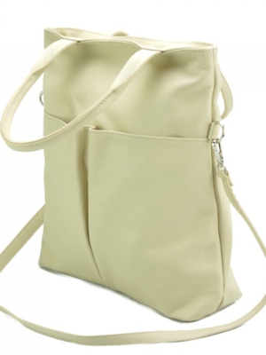 Schicke Ledertasche Bag - Beige -