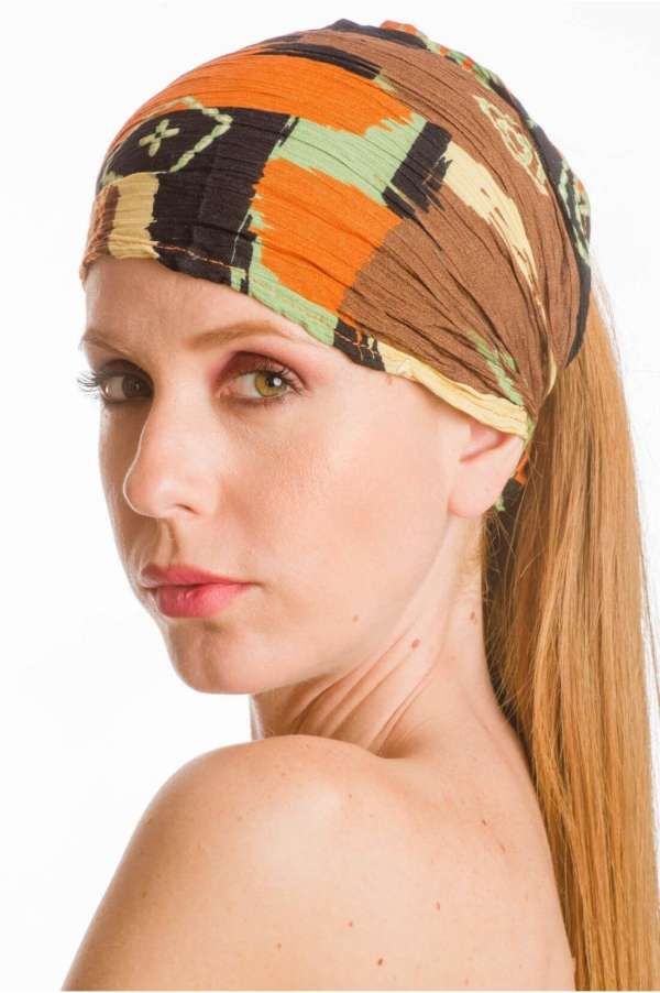 Viskose Bandana Tuch Damen – Leichtes Haarband im Boho Stil mit abstraktem Muster