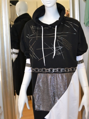 ALAIN MURATI Tunika-Kleid Gr. 44-48 Schwarz-Silber