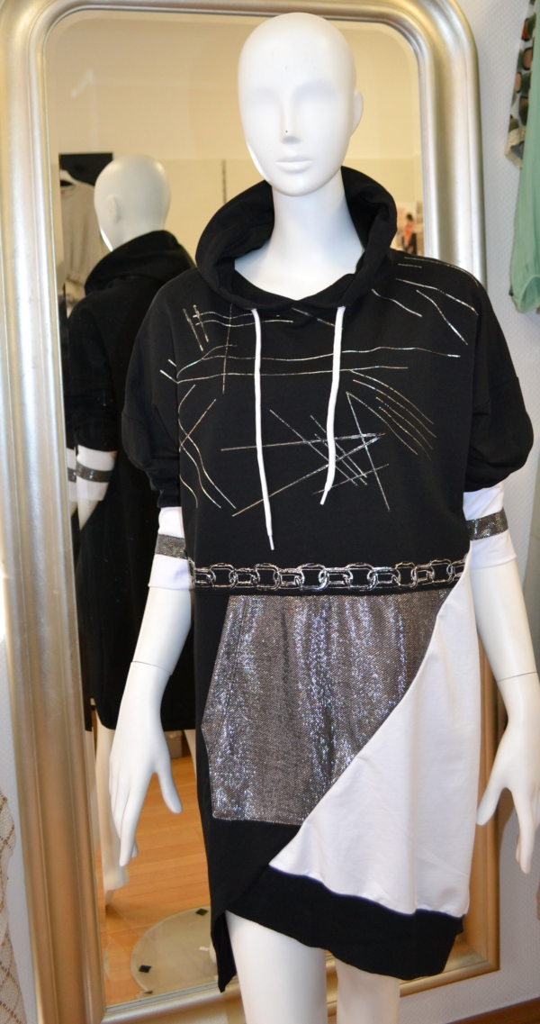 ALAIN MURATI Tunika-Kleid Gr. 44-48 Schwarz-Silber