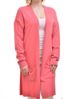 Lange Strickjacke von Via Milano -Koralle -