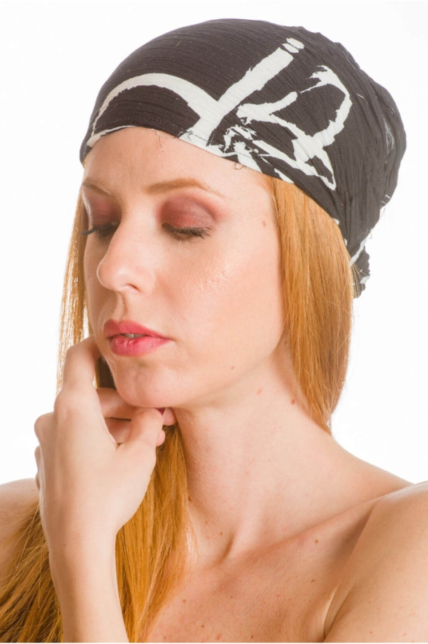 Viskose Bandana Tuch Damen – Leichtes Haarband im Boho Stil Schwarz/Weiß