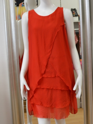 Via Milano italienisches Sommerkleid Rot -Seide-