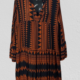 Boho Damenkleid Hippie-Kleid oversized Ethno-Muster Viskose
