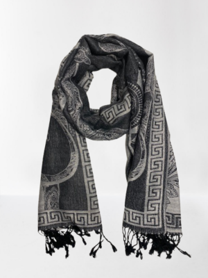 Stilvoller Schal mit Mäander-Print - Grau