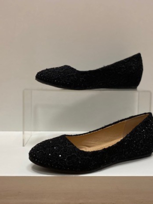 Glitzer Ballerinas in Schwarz