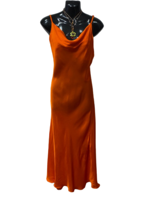 Kleid Damenkleid Satin -Orange - Gr. S