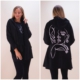 Damenjacke mit Gesicht-Print Baumwolle Gr. Oversized