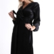 Kleid V-Ausschnitt mit Riemen Samt - Schwarz