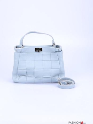 Italy Ledertasche mit Reißverschluss mit Schultergurt - Himmelblau
