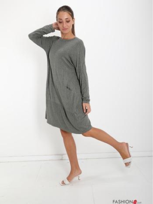 Kleid mit Taschen - Olivgrün