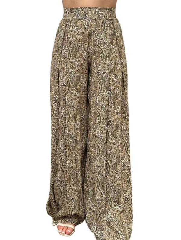 Wide Leg Hose mit Paisley Muster & Gummizug – Bequemer Stil für jeden Anlass