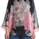 Sommerliche lagenlook Bluse mit Volantärmeln & Blumen-Design