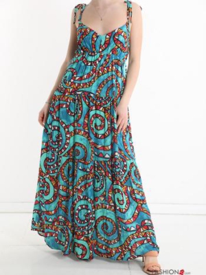 Ärmelloses Kleid aus Baumwolle mit Volants