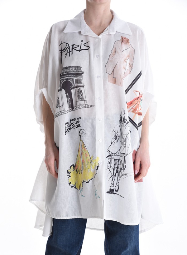 Oversize-Hemd mit 3/4-Ärmeln & Kunstdruck - Für einen modernen und stylischen Auftritt