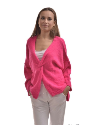 Pullover von Via Milano mit V-Ausschnitt Pink
