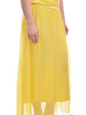 Damenrock Casual langer Rock in Gelb aus Viskose oversized