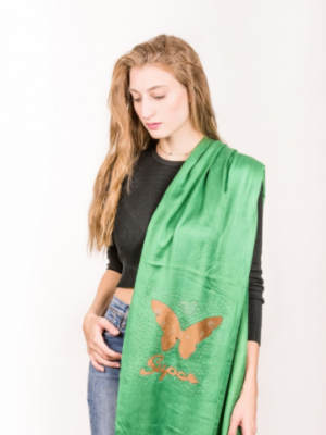 Stola mit Schmetterling-Print in Grün