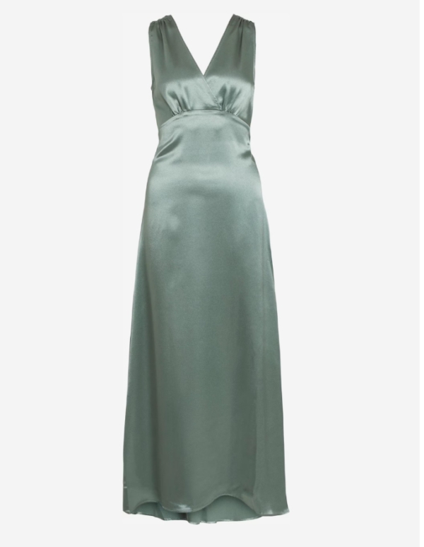 Elegantes Satin-Abendkleid von Vila in Pastellgrün – Bild 3