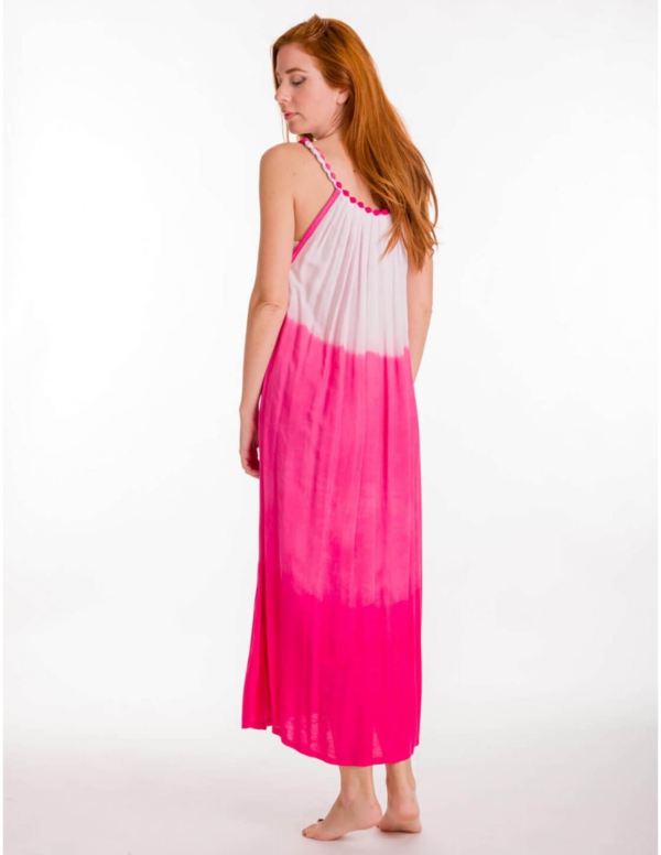 Ärmelloses Sommerkleid – Farbverlauf im Tie-Dye-Look   Pink-Weiß – Bild 2