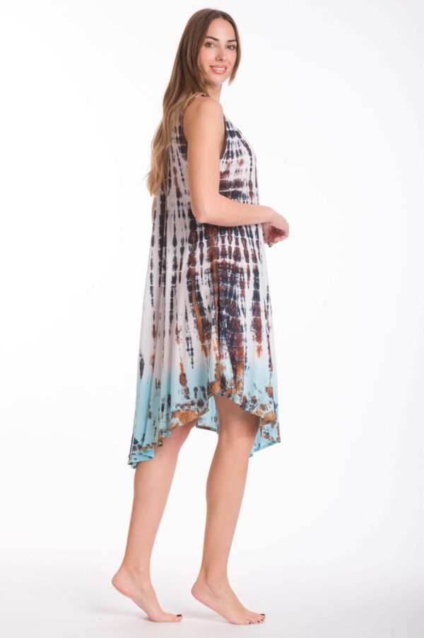Batik Kleid ärmellos – Viskose, asymmetrisch, One Size bis 2XL – Bild 2