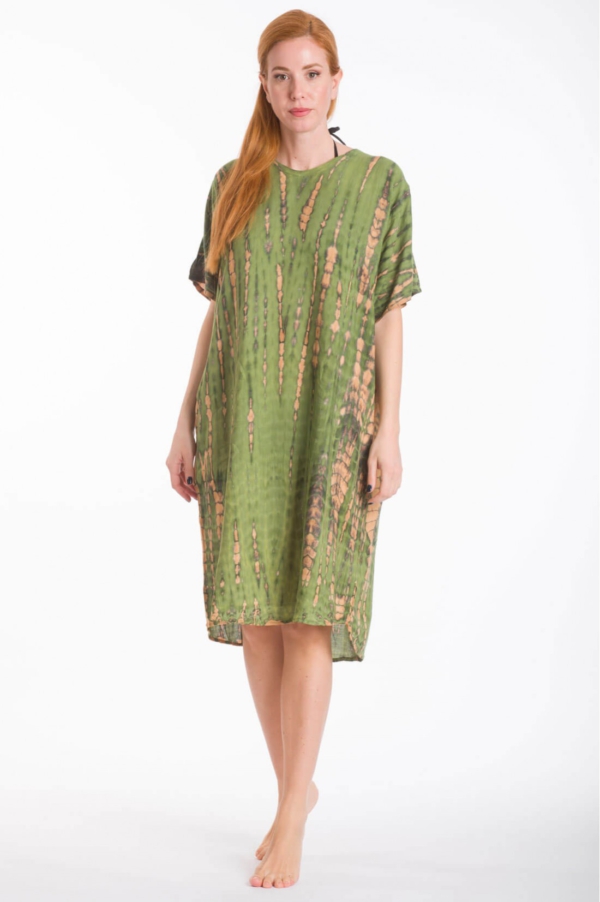 Boho Batik Kleid Damen | Sommer Viskose Kurzarm | Größen 36–48 (S–2XL)